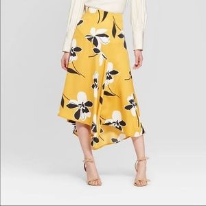 Who What Wear Asymmetric Mid Length Flowy Floral Skirt